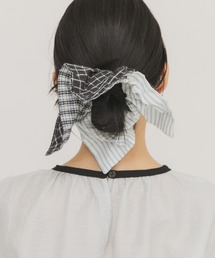 KBF | チェックストライプコンビシュシュ(ヘアゴム)