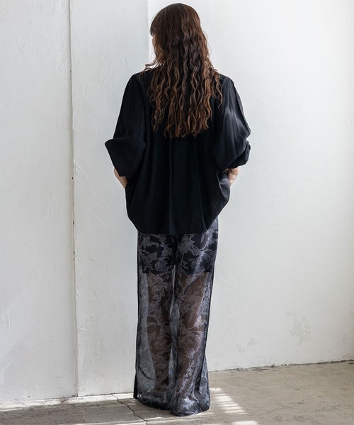 VitaFelice（ヴィータフェリーチェ）の「フラワーシアーメッシュサイドラインパンツ（その他パンツ・レディース・ベージュ/ネイビー/ブラック・FREE）」の19枚目の写真