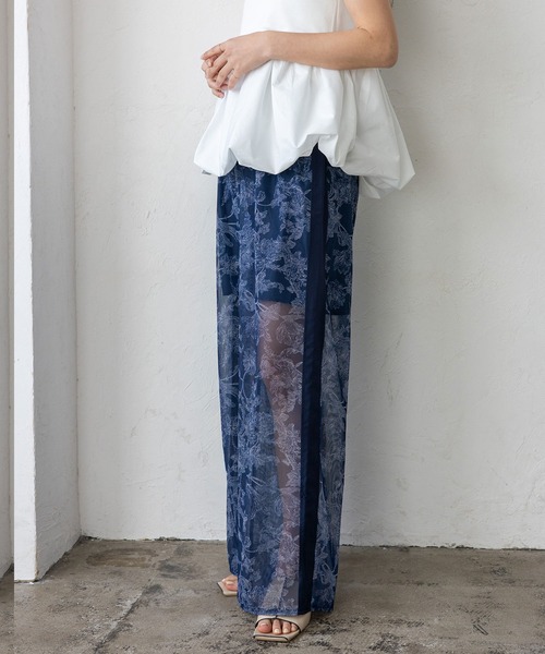 VitaFelice（ヴィータフェリーチェ）の「フラワーシアーメッシュサイドラインパンツ（その他パンツ・レディース・ベージュ/ネイビー/ブラック・FREE）」の21枚目の写真