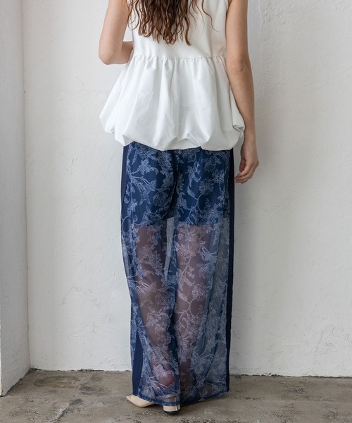 VitaFelice（ヴィータフェリーチェ）の「フラワーシアーメッシュサイドラインパンツ（その他パンツ・レディース・ベージュ/ネイビー/ブラック・FREE）」の22枚目の写真