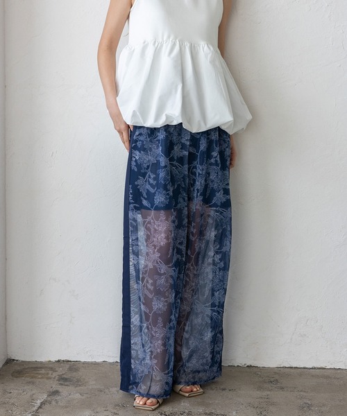 VitaFelice（ヴィータフェリーチェ）の「フラワーシアーメッシュサイドラインパンツ（その他パンツ・レディース・ベージュ/ネイビー/ブラック・FREE）」の11枚目の写真