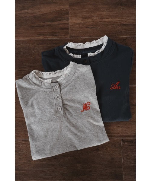 SALTMINT(ソルトミント)の「K-Slim ヘンリーネックトップ(Tシャツ/カットソー・レディース・グレー/ネイビー・FREE)」の5枚目の写真