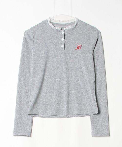 SALTMINT(ソルトミント)の「K-Slim ヘンリーネックトップ(Tシャツ/カットソー・レディース・グレー/ネイビー・FREE)」の6枚目の写真