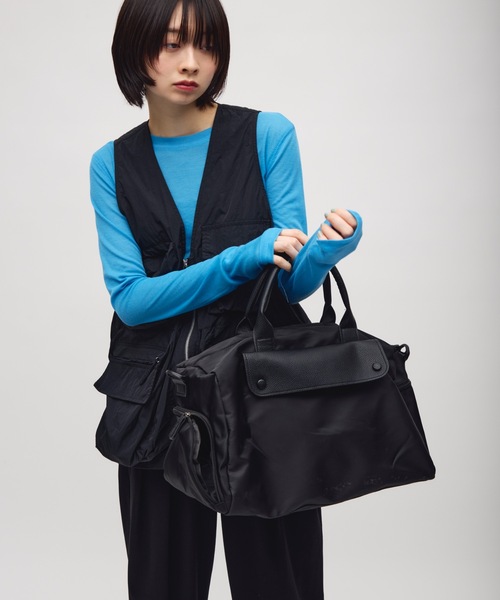 TONER（トナー）の「フラップポケットスクエアボストンバッグ/ロゴプレート付き（ボストンバッグ・レディース・ブラック/カーキ・FREE）」の10枚目の写真