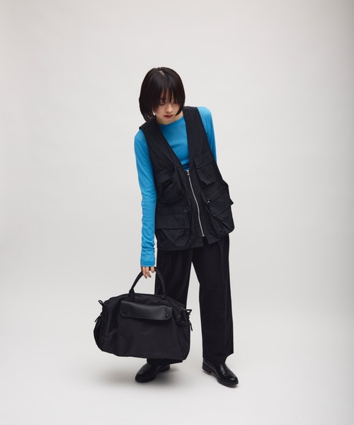 TONER（トナー）の「フラップポケットスクエアボストンバッグ/ロゴプレート付き（ボストンバッグ・レディース・ブラック/カーキ・FREE）」の21枚目の写真