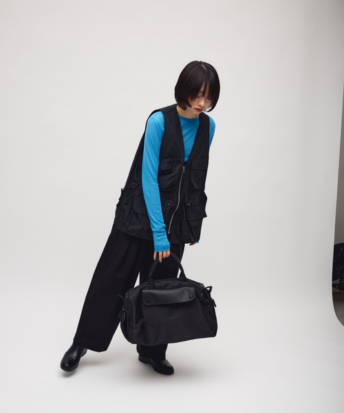 TONER（トナー）の「フラップポケットスクエアボストンバッグ/ロゴプレート付き（ボストンバッグ・レディース・ブラック/カーキ・FREE）」の22枚目の写真
