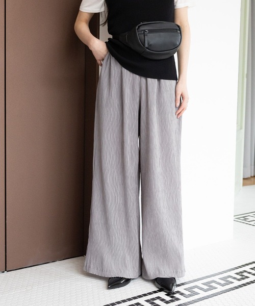 RAGEBLUE（レイジブルー）の「楊柳アソートワイドイージーパンツ（スラックス・レディース・グレー/ブラウン/ブルー系/ブラック系/ホワイト系・FREE）」の4枚目の写真