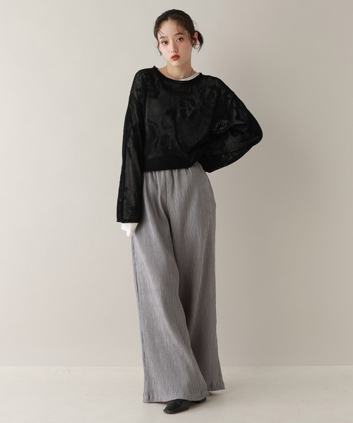 RAGEBLUE（レイジブルー）の「楊柳アソートワイドイージーパンツ（スラックス・レディース・グレー/ブラウン/ブルー系/ブラック系/ホワイト系・FREE）」の11枚目の写真