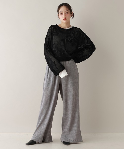 RAGEBLUE（レイジブルー）の「楊柳アソートワイドイージーパンツ（スラックス・レディース・グレー/ブラウン/ブルー系/ブラック系/ホワイト系・FREE）」の12枚目の写真