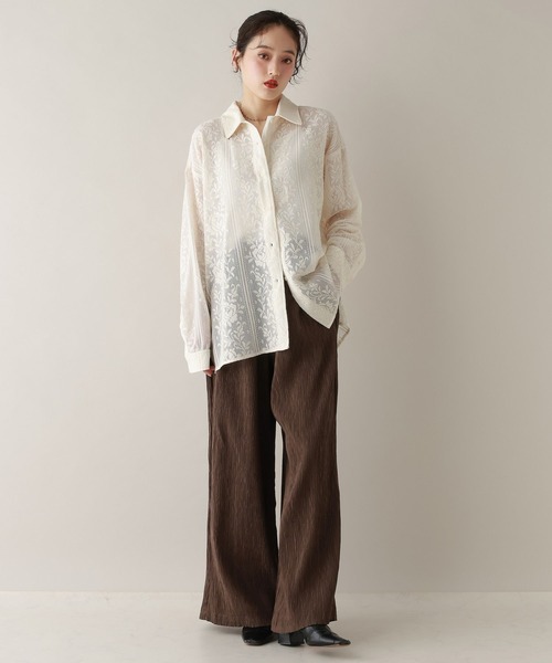 RAGEBLUE（レイジブルー）の「楊柳アソートワイドイージーパンツ（スラックス・レディース・グレー/ブラウン/ブルー系/ブラック系/ホワイト系・FREE）」の10枚目の写真