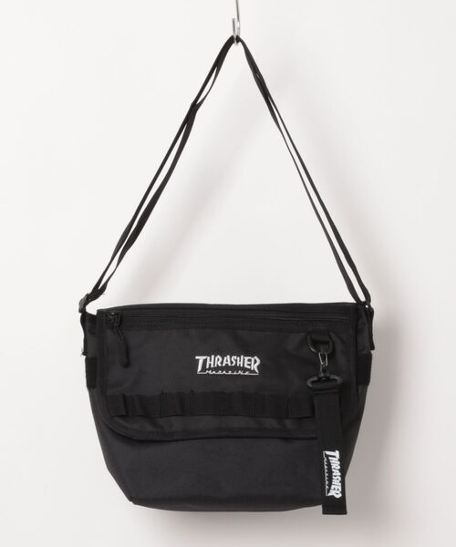 THRASHER(スラッシャー)の「FLAP MINI SHOULDER BAG/THRASHER スラッシャー フラップ ミニショルダーバッグ GONZ刺繍 斜め掛け サコッシュ フェス 旅行 サブバッグ ストリート(ショルダーバッグ・メンズ・ブラック×ホワイト/ブラック系その他・FREE)」の2枚目の写真