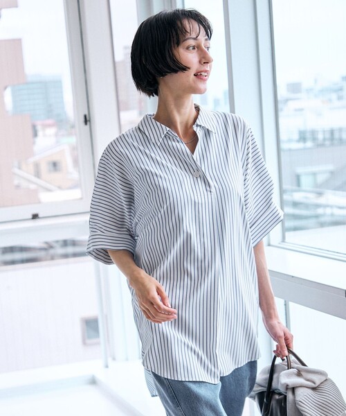 ANY(エニィ)の「楽映えブラウス(セットアップ着用可)(シャツ/ブラウス・レディース・アイボリー系/ダークブラウン系/グリーン系1/ネイビー系/ブルー系1/スカイブルー系・F)」の6枚目の写真