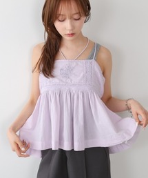 Bab（バブ）の「ピンタック刺繍レースキャミトップス（キャミソール）」