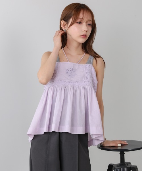 Bab(バブ)の「ピンタック刺繍レースキャミトップス(キャミソール・レディース・オフホワイト/ブラック/パープル・M)」の15枚目の写真