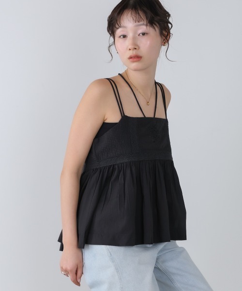 Bab(バブ)の「ピンタック刺繍レースキャミトップス(キャミソール・レディース・オフホワイト/ブラック/パープル・M)」の22枚目の写真
