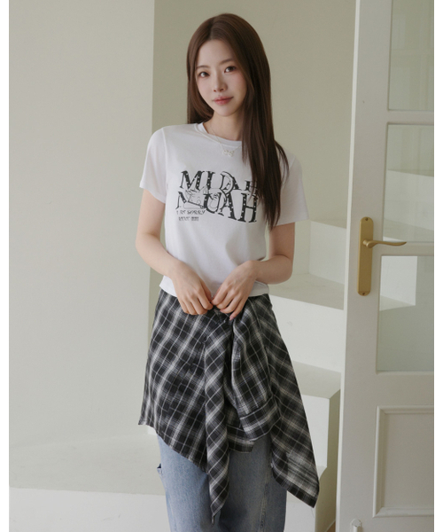 muahmuah（ムーアムーア）の「コットンモーダルハートクロップ半袖Tシャツ[2色]（Tシャツ/カットソー・レディース・アイボリー/ブラック・FREE）」の7枚目の写真