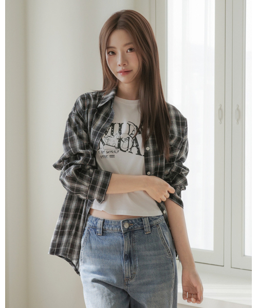 muahmuah（ムーアムーア）の「コットンモーダルハートクロップ半袖Tシャツ[2色]（Tシャツ/カットソー・レディース・アイボリー/ブラック・FREE）」の8枚目の写真