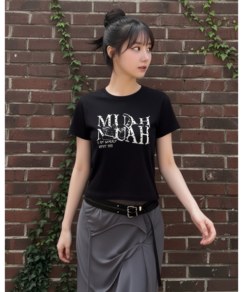 muahmuah（ムーアムーア）の「コットンモーダルハートクロップ半袖Tシャツ[2色]（Tシャツ/カットソー・レディース・アイボリー/ブラック・FREE）」の11枚目の写真