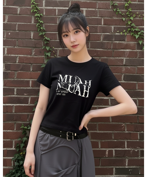 muahmuah（ムーアムーア）の「コットンモーダルハートクロップ半袖Tシャツ[2色]（Tシャツ/カットソー・レディース・アイボリー/ブラック・FREE）」の12枚目の写真