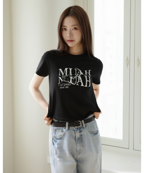 muahmuah（ムーアムーア）の「コットンモーダルハートクロップ半袖Tシャツ[2色]（Tシャツ/カットソー・レディース・アイボリー/ブラック・FREE）」の18枚目の写真