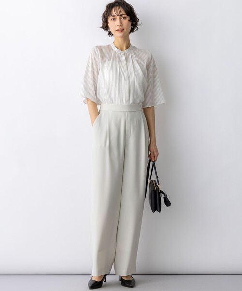 23区(ニジュウサンク)の「ドライシアーストライプ フロントタック ブラウス(シャツ/ブラウス・レディース・ホワイト系1/ネイビー系1・38)」の6枚目の写真