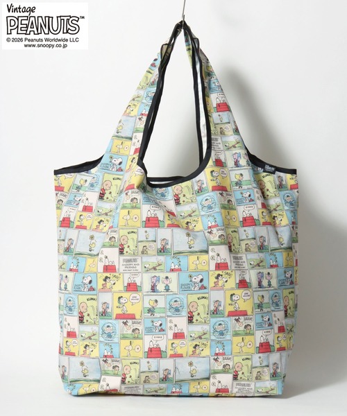 PEANUTS（ピーナッツ）の「Vintage PEANUTS×FRUIT OF THE LOOM コラボ スヌーピー キャラクター総柄エコバッグ（エコバッグ/サブバッグ・レディース・ブラック系その他/イエロー系その他/ホワイト系その他・FREE）」の7枚目の写真