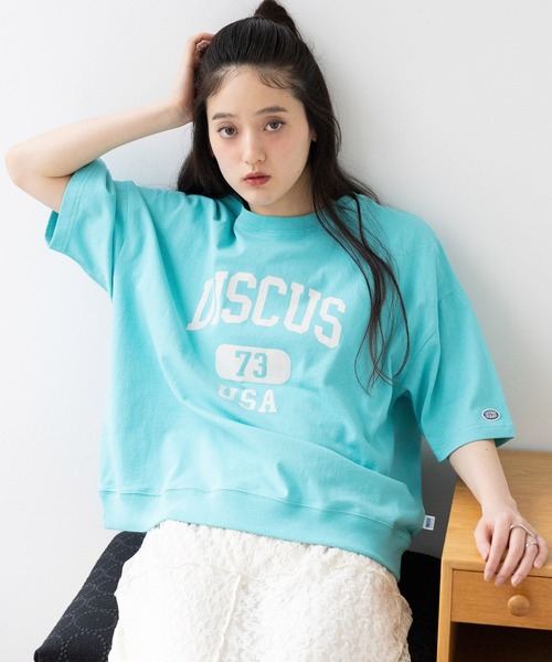 RAGEBLUE（レイジブルー）の「＜DISCUS/ディスカス＞カレッジBIGショートTシャツ（Tシャツ/カットソー・レディース・ブラック/ブルー/グレー/オフホワイト/ライトブルー/レッド・FREE）」の4枚目の写真