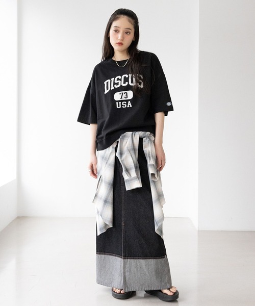 RAGEBLUE（レイジブルー）の「＜DISCUS/ディスカス＞カレッジBIGショートTシャツ（Tシャツ/カットソー・レディース・ブラック/ブルー/グレー/オフホワイト/ライトブルー/レッド・FREE）」の12枚目の写真