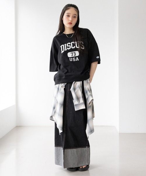 RAGEBLUE（レイジブルー）の「＜DISCUS/ディスカス＞カレッジBIGショートTシャツ（Tシャツ/カットソー・レディース・ブラック/ブルー/グレー/オフホワイト/ライトブルー/レッド・FREE）」の13枚目の写真