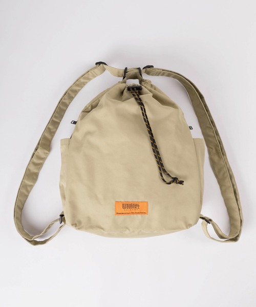 UNIVERSAL OVERALL(ユニバーサルオーバーオール)の「【94】【UNIVERSAL OVERALL/ユニバーサルオーバーオール】ワンポイントロゴ刺繍 3WAY ギャバジンバック/リュック/ショルダーバック/トートバック/19L(バックパック/リュック・レディース・ベージュ/ブラック・FREE)」の3枚目の写真