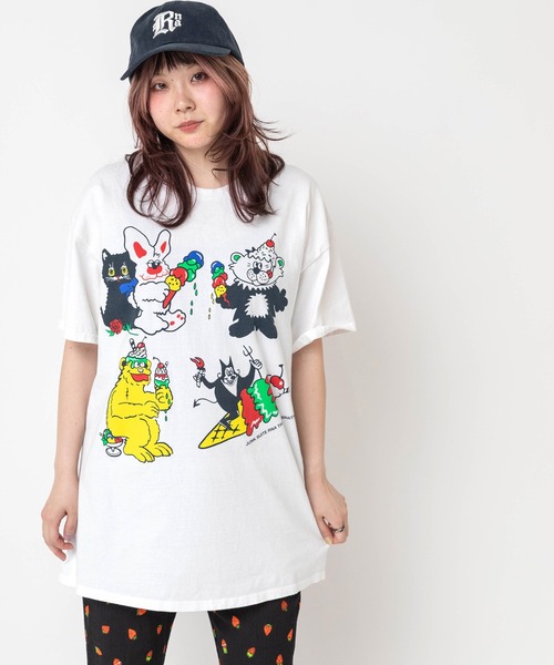 RNA(アールエヌエー)の「M2679 アイスモンスタープリントTEE(Tシャツ/カットソー・レディース・ブラック/アッシュグレー/ホワイト・MEDIUM)」の1枚目の写真