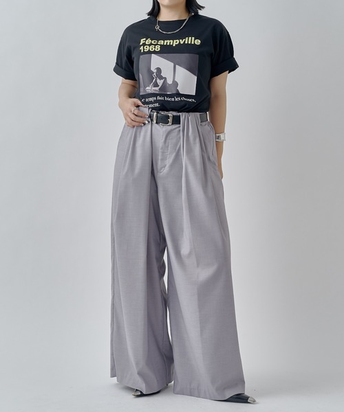 Lui's(ルイス)の「ウエストギャザーデザインワイドパンツ(スラックス・レディース・グレー/ブラック・36/38)」の13枚目の写真