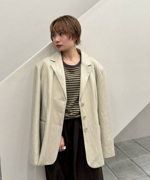 anuke(アンヌーク)の「Multi Border T-Shirts(Tシャツ/カットソー・レディース・ベージュ/ブルー・FREE)」の3枚目の写真