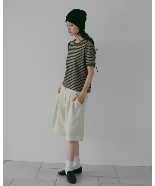 anuke(アンヌーク)の「Multi Border T-Shirts(Tシャツ/カットソー・レディース・ベージュ/ブルー・FREE)」の5枚目の写真
