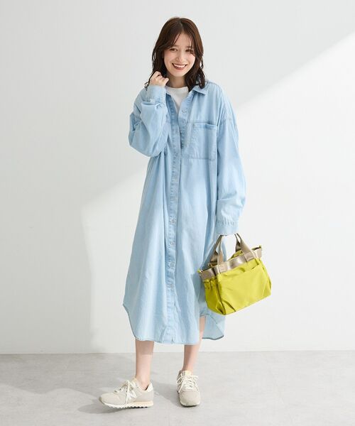 Green　Parks（グリーンパークス）の「シアーデニムシャツワンピース（シャツワンピース・レディース・インディゴブルー/ライトインディゴブルー/ブラック・FREE）」の4枚目の写真