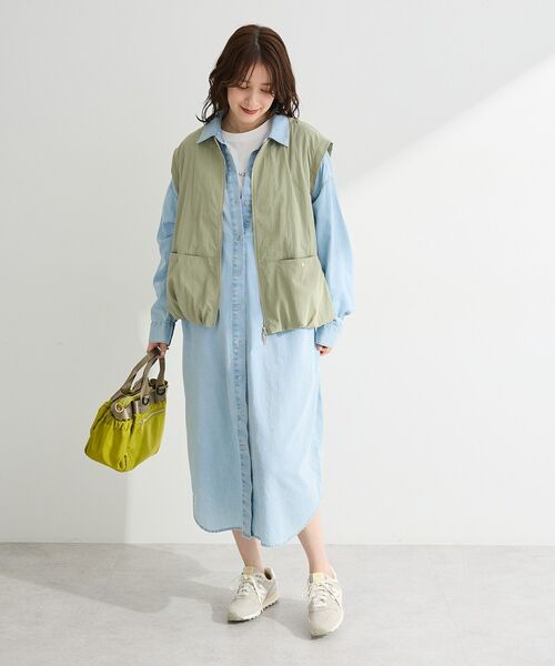 Green　Parks（グリーンパークス）の「シアーデニムシャツワンピース（シャツワンピース・レディース・インディゴブルー/ライトインディゴブルー/ブラック・FREE）」の6枚目の写真