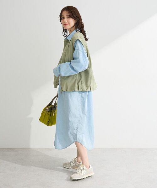 Green　Parks（グリーンパークス）の「シアーデニムシャツワンピース（シャツワンピース・レディース・インディゴブルー/ライトインディゴブルー/ブラック・FREE）」の7枚目の写真