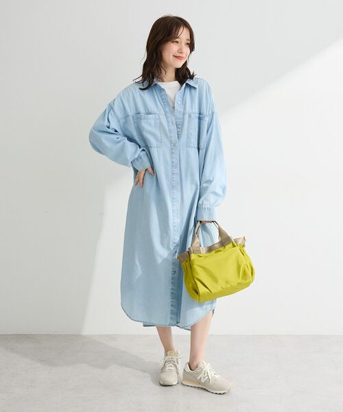 Green　Parks（グリーンパークス）の「シアーデニムシャツワンピース（シャツワンピース・レディース・インディゴブルー/ライトインディゴブルー/ブラック・FREE）」の10枚目の写真