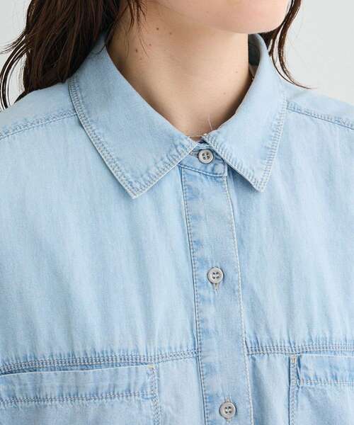Green　Parks（グリーンパークス）の「シアーデニムシャツワンピース（シャツワンピース・レディース・インディゴブルー/ライトインディゴブルー/ブラック・FREE）」の13枚目の写真