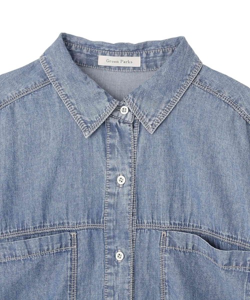 Green　Parks（グリーンパークス）の「シアーデニムシャツワンピース（シャツワンピース・レディース・インディゴブルー/ライトインディゴブルー/ブラック・FREE）」の19枚目の写真