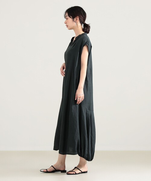 Demi-Luxe BEAMS（デミルクス ビームス）の「TICCA / リネン フレンチスリーブ バルーン ワンピース（ワンピース・レディース・グリーン系その他5/ネイビー・ONE SIZE）」の5枚目の写真