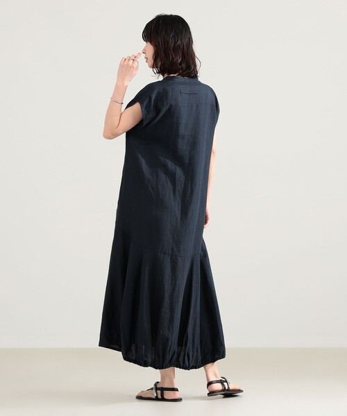 Demi-Luxe BEAMS（デミルクス ビームス）の「TICCA / リネン フレンチスリーブ バルーン ワンピース（ワンピース・レディース・グリーン系その他5/ネイビー・ONE SIZE）」の8枚目の写真