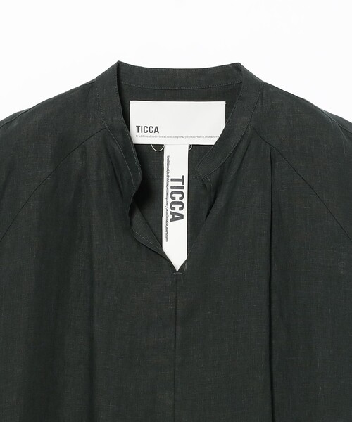 Demi-Luxe BEAMS（デミルクス ビームス）の「TICCA / リネン フレンチスリーブ バルーン ワンピース（ワンピース・レディース・グリーン系その他5/ネイビー・ONE SIZE）」の10枚目の写真