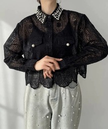 CHUN CHUN NOTES（チュンチュンノーツ）の「26SS/キャミソール付きパール襟レースシアーシャツブラウス（シャツ/ブラウス）」