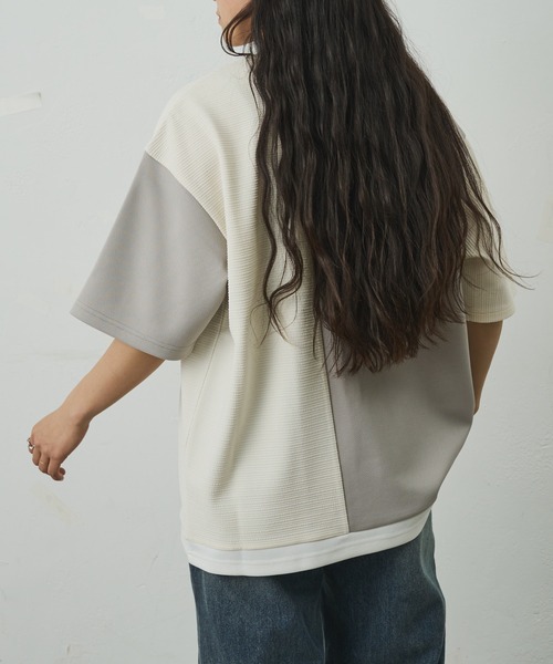 COLONY 2139(コロニートゥーワンスリーナイン)の「ジャガード切替Tシャツ(Tシャツ/カットソー・メンズ・ブラック/グレー・LARGE/MEDIUM)」の5枚目の写真
