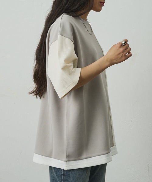 COLONY 2139(コロニートゥーワンスリーナイン)の「ジャガード切替Tシャツ(Tシャツ/カットソー・メンズ・ブラック/グレー・LARGE/MEDIUM)」の6枚目の写真
