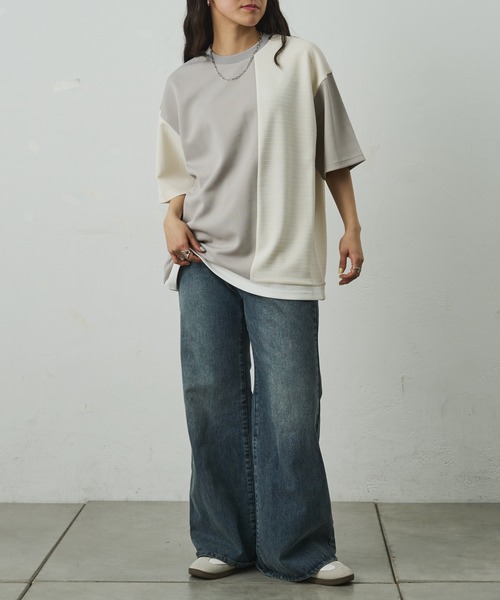 COLONY 2139(コロニートゥーワンスリーナイン)の「ジャガード切替Tシャツ(Tシャツ/カットソー・メンズ・ブラック/グレー・LARGE/MEDIUM)」の7枚目の写真