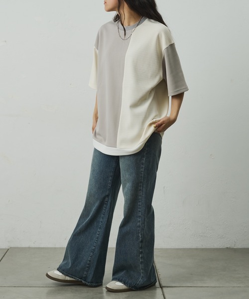 COLONY 2139(コロニートゥーワンスリーナイン)の「ジャガード切替Tシャツ(Tシャツ/カットソー・メンズ・ブラック/グレー・LARGE/MEDIUM)」の8枚目の写真