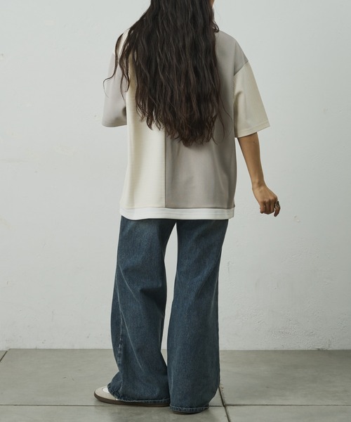 COLONY 2139(コロニートゥーワンスリーナイン)の「ジャガード切替Tシャツ(Tシャツ/カットソー・メンズ・ブラック/グレー・LARGE/MEDIUM)」の9枚目の写真