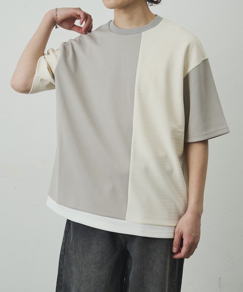 COLONY 2139(コロニートゥーワンスリーナイン)の「ジャガード切替Tシャツ(Tシャツ/カットソー・メンズ・ブラック/グレー・LARGE/MEDIUM)」の13枚目の写真